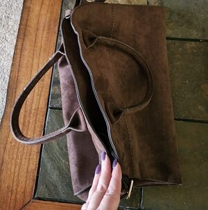 Time and Tru Brown Suede Shoulder Tote